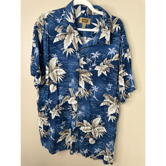 Foundry Mens Blue shirt 2XL‎ floral collared rayon button up short sleeve - Picture 2 of 6